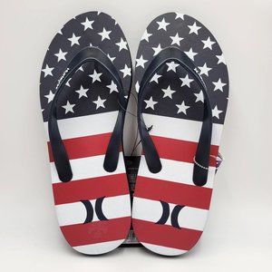 Hurley Men's Size 8 Flip Flop American Flag Print Sandal